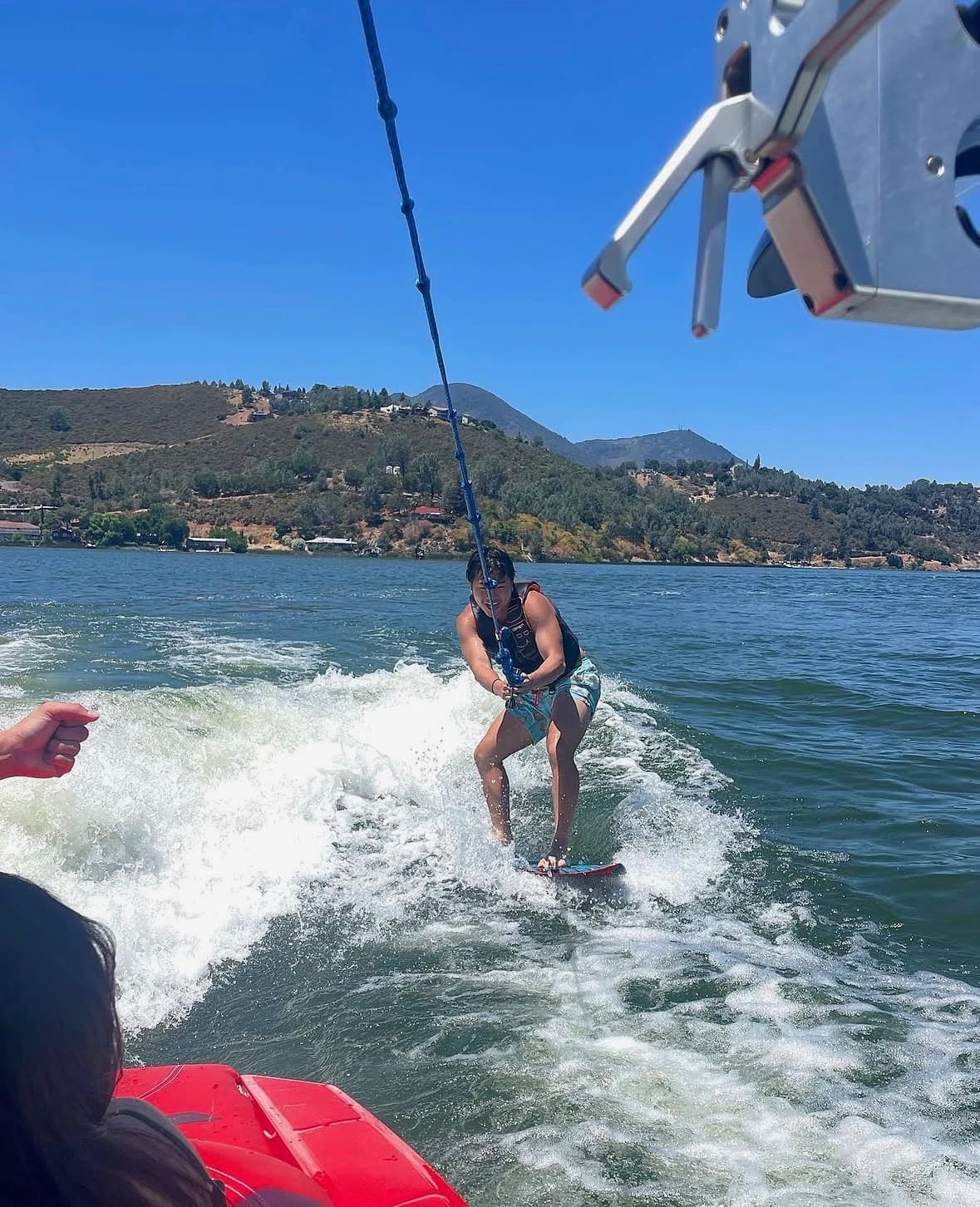 Wake surfing on Clear Lake, CA
